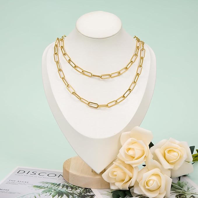 UMAOKANG 6.6 Feet Paperclip Chain for Jewelry Making Gold Plated Stainless Steel Bulk Chain on Spool