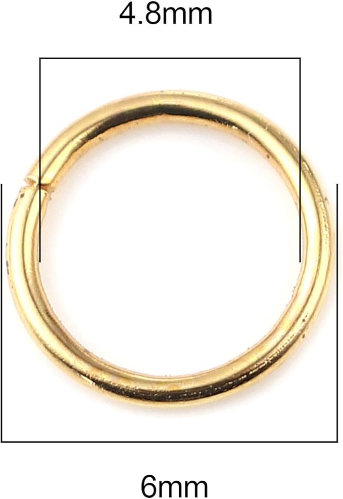 200 Pieces - 6mm Jump Rings - Gold Tone Plated - 21 Gauge