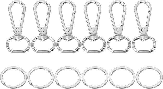 uxcell 12 Pcs Swivel Clasp Hook, 0.59" Purse Snap Clasps Detachable for Bag, Silver