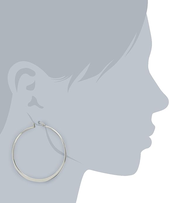 Amazon Essentials Gold Plated or Stainless Steel Flattened Hoop Earrings