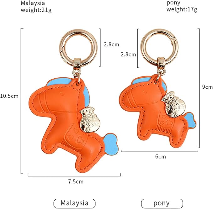 Lucky Pony Keychain Bag Charm, Elegant Leather Horse Accessories Cute Keychains for Women Gift