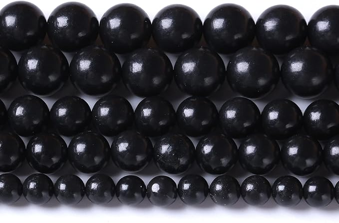 10MM 38PCS Natural Stone Shungite Beads Crystal Loose Beads for Jewelry Making DIY Bracelet