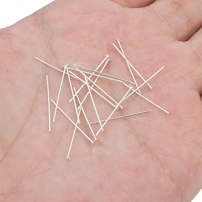 925 Sterling Silver Flat Head Pins 0.5x20mm 20pcs for Jewelry Making Findings