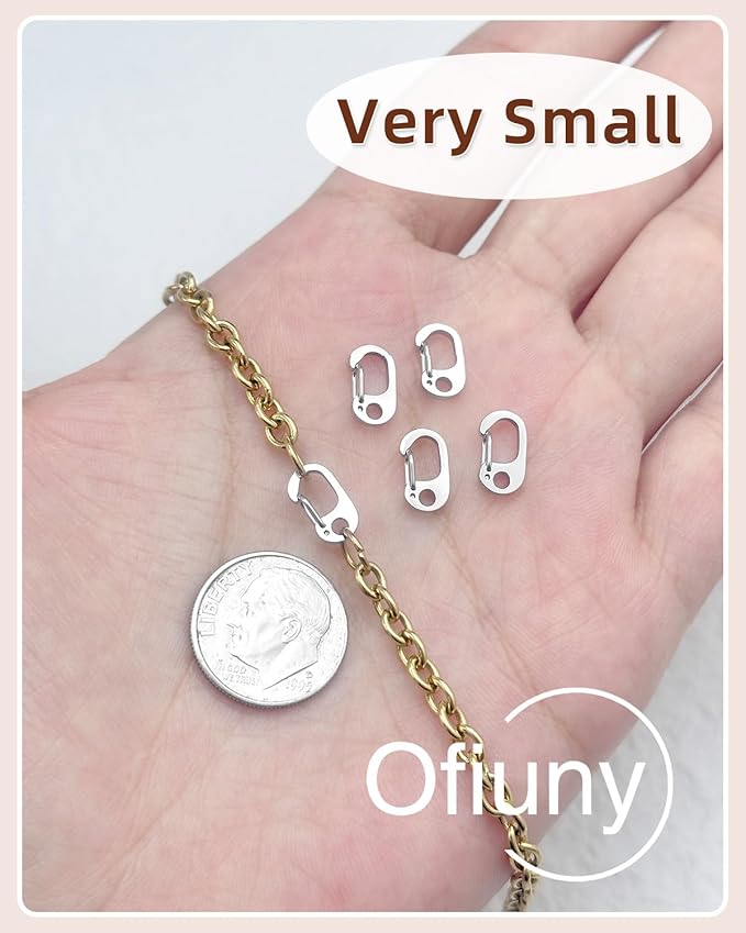 10Pcs Oval Clasp Carabiner Necklace Clasps and Closures, Spring Ring Clasp Pearl Necklace Enhancer Connector for Jewelry Bracelet Making