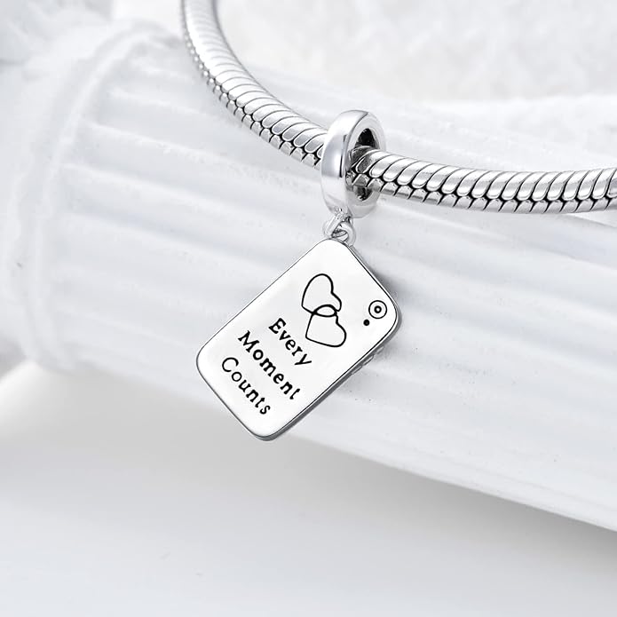 LONAGO 925 Sterling Silver Personalized Photo Charm Fit Snake Bracelet Necklace Customized Image Picture Bead for Women