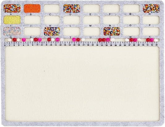 BENECREAT Large Rectangle Felt Beading Mat, Felt Bead Design Boards with Centimeter Alphabetic Scale Beads Tray Bead Pads for Art Crafts Jewelry Making Beading Supplies, 14.4x11inch