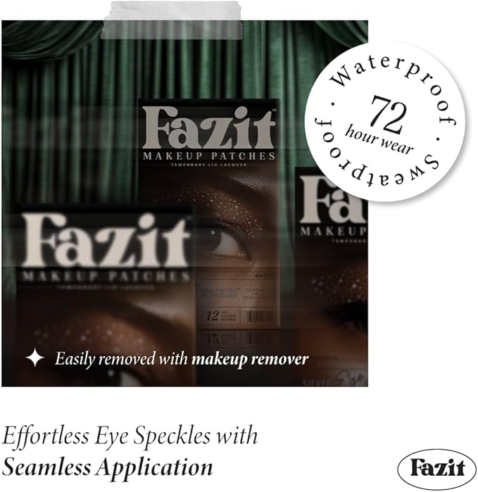 Fazit Makeup Patches - Silver Eye Speckles - Glow Up Make-Up Patches - Cute Glitter Makeup Accessories for Women - Cosmetic Glitter for Face