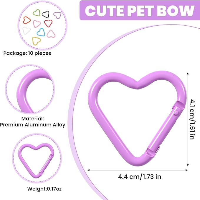 10 PCS Cute Heart Carabiner Heart Shape Keychain Clips Small Carabiner Clips Mini Snap Hooks for Hiking Camping Fishing Traveling Key Chain Clip Accessories