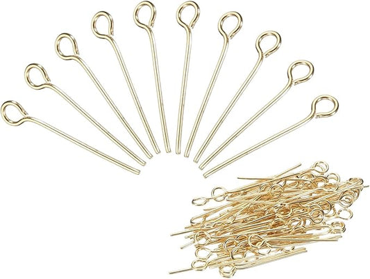 PATIKIL 200Pcs 304 Stainless Steel Jewelry Eye Pins 18mm 22 Gauge Gold Open Eye Pins for Jewelry Making DIY Craft Necklaces Bracelets Earrings