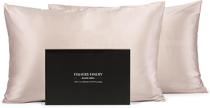 Fishers Finery 30mm 100% Pure Mulberry Silk Pillowcase 2 Pack, Quality Tested (Taupe, Standard, 2 Pack)