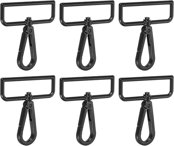 Swivel Snap Hooks, Metal D Ring Keychain Lanyard Clip Hook Lobster Clasp Claw Push Gate Clip - Fitting for(Purse Making - Sewing - DIY Crafts) 6 Pcs & 2" & Electrophoretic Black