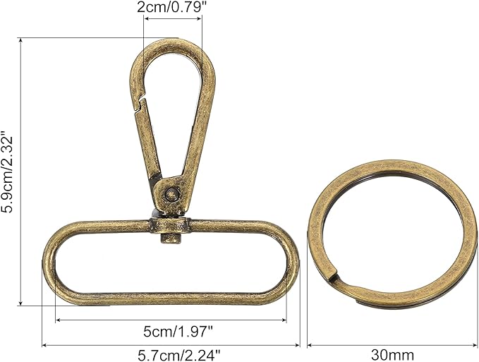 uxcell 12 Pcs Swivel Clasp Hook, 1.97" Purse Snap Clasps Detachable for Bag, Bronze
