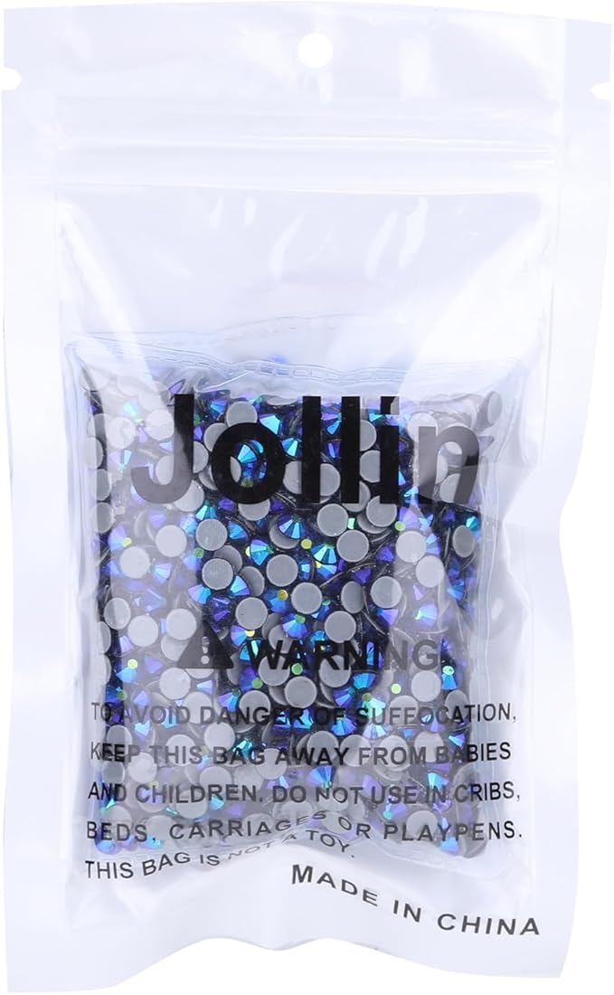 Hot Fix Crystal Flatback Rhinestones Glass Diamantes Gems 4.8mm(20ss 1440pcs, Jet AB)