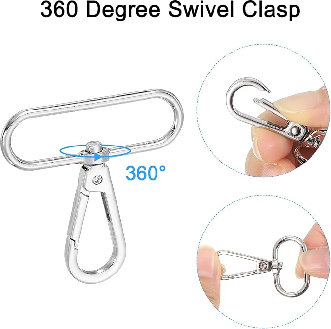 uxcell 12 Pcs Swivel Clasp Hook, 1.97" Purse Snap Clasps Detachable for Bag, Silver
