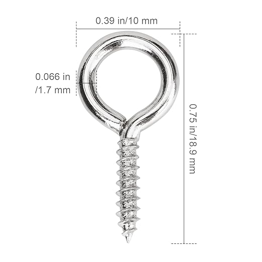 Aovchei Eye Screws, 100PCS 0.75 Inch Long, 304 Stainless Steel Screw Hooks, Self Tapping Eye Bolts, Indoor & Outdoor for Hanging Artwork