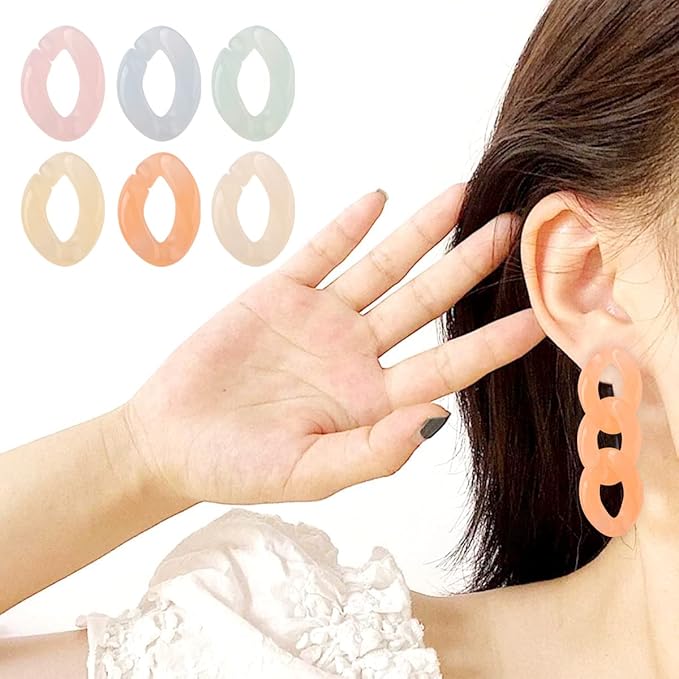 LiQunSweet 150Pcs 6 Colors Acrylic Open Linking Rings Quick Link Connectors for DIY Purse Eyeglass Pocket Chain Lanyard Trouser Phone Strap - 23x16.5mm