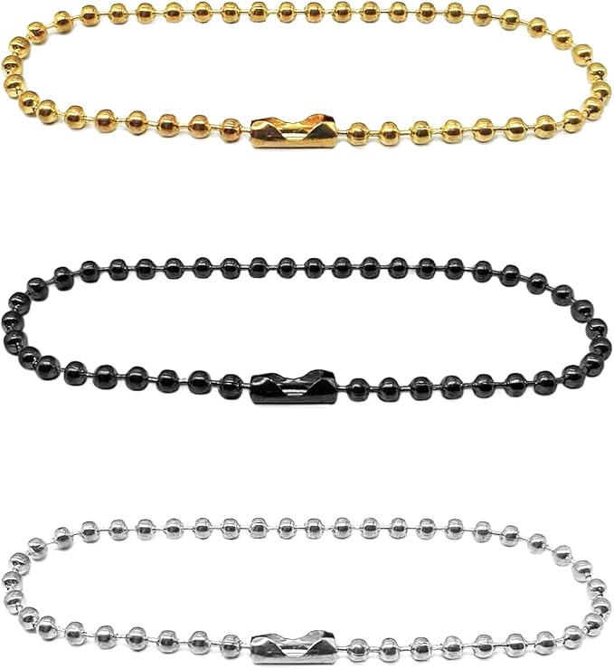 33 Feet Ball Chain Necklace, 2.4mm Ball Bead Chain with 30 Pieces Connectors Clasps, Metal Ball Chain for Dog Tag, Ceiling Fan Pull Chain Extender, Jewelry Making Kit, DIY Crafts (Silver)