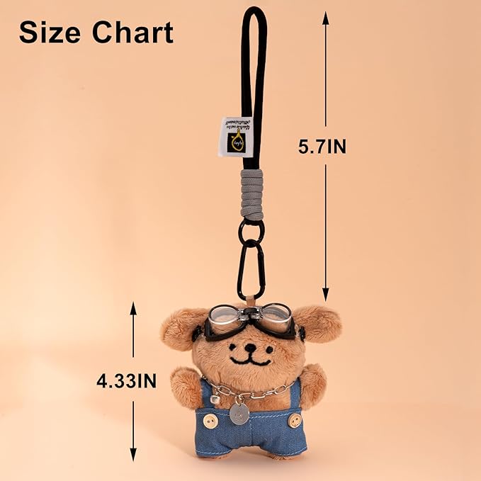 YOU WIZV Cute Dog Plush Keychain for Women - Kawaii Stuffed Animal Charm for Purse, Backpack & Bag Accessories