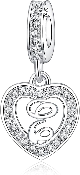 925 Sterling Silver Letter Charms A~Z Alphabet Charm Letter Beads fit Pandora European Bracelets fit Wife Mom Christmas Birthday Gift