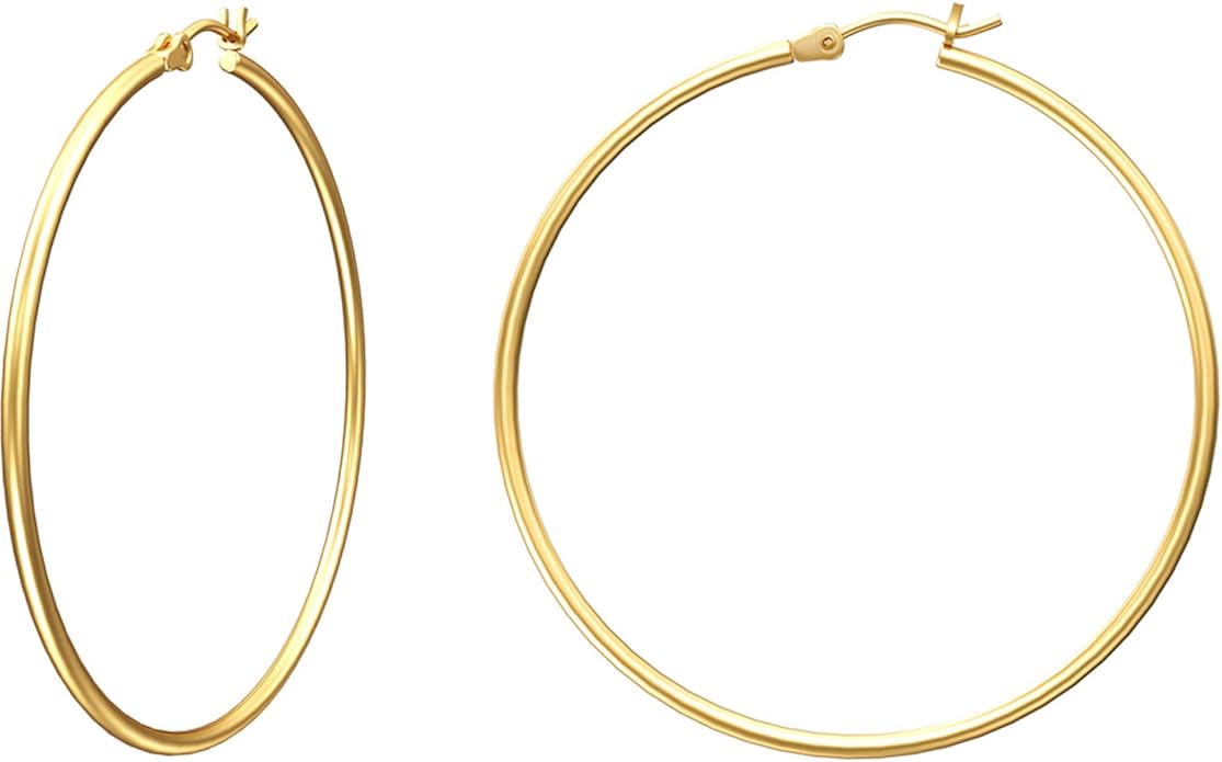 Gacimy Gold Hoop Earrings for Women 14K Real Gold Plated Hoops with 925 Sterling Silver Post