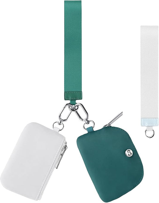Babysun Mini Zip Around Dual Pouch Wristlet With 2 Straps Wristlet Keychain Wallet for Women Coin Purse Small Cute for Teen Girl