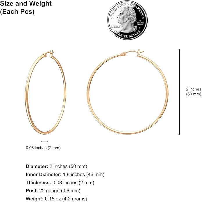 Gacimy Gold Hoop Earrings for Women 14K Real Gold Plated Hoops with 925 Sterling Silver Post