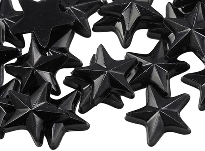 Allstarco Star Rhinestones Embelishments 15mm Flat Back Acrylic Plastic Gems for Jewelry, Crafts, Costumes, Invitations, Cosplay - 35 Pieces (Jet Black .JT)