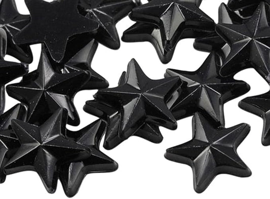 Allstarco Star Rhinestones Embelishments 15mm Flat Back Acrylic Plastic Gems for Jewelry, Crafts, Costumes, Invitations, Cosplay - 35 Pieces (Jet Black .JT)