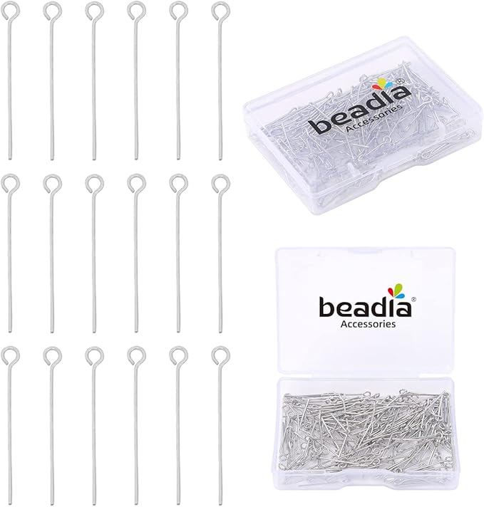 Platinum Plated Open Eye Pins Non Tarnish 20mm 200pcs for Jewelry Making Findings