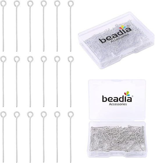 Platinum Plated Open Eye Pins Non Tarnish 20mm 200pcs for Jewelry Making Findings