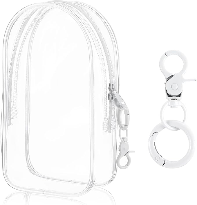 Clear Figure Display Bag with Keychain 7.4"x4.2" Clear Figure Display Bag Pouchette Keychain for Blind Boxes, Mini Figures and Collectibles