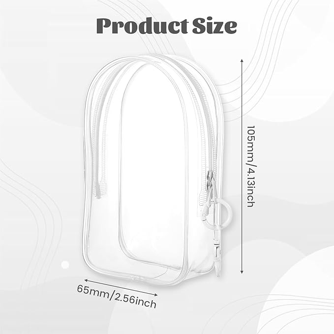 Clear Keychain Pouch, Keychain Figure Display Case for 17cm Doll, Waterproof Hanging Figure Display Bag with Keychains Mini Small Clear Makeup Zipper Pouches Bag Closure for Blind Box Dolls Collection