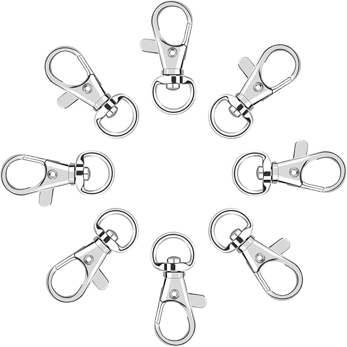 AUGSUN Metal Swivel Clasps Lanyard Snap Hook - 120pcs Lobster Claw Clasp for Keychain Crafts (Silver)