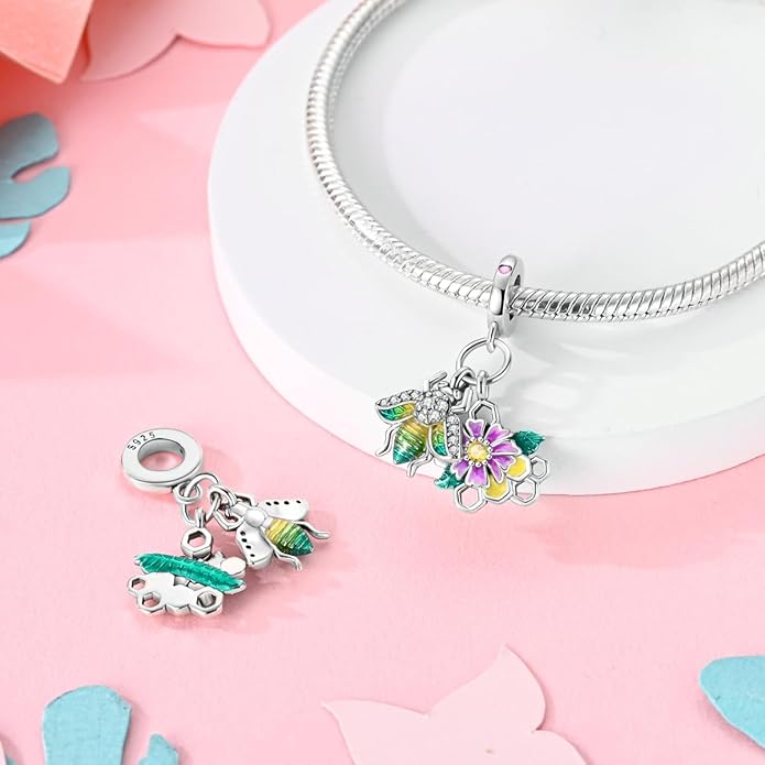 NARMO Charms for Bracelets 925 Sterling Silver Star Dangle Charms Car Keys Lipstick Dangle Charm Beads for Women Bracelets Necklace