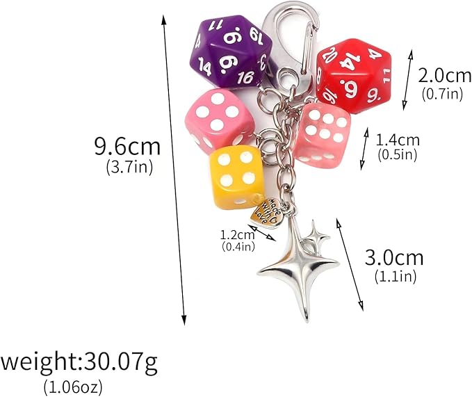 Lucky Dice Cherry Magic 8 Ball Keychain Billiard Ball Star Cherry Bags Charms Cute Y2k Keychain for Women Men