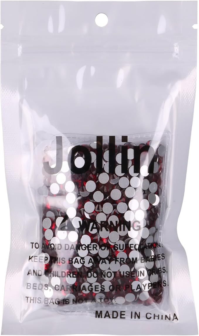 Jollin Glue Fix Crystal Flatback Rhinestones Glass Diamantes Gems for Crafting Nail Art Crafts Decorations Clothes Shoes 4.8mm (ss20 1440pcs, Dark Siam)