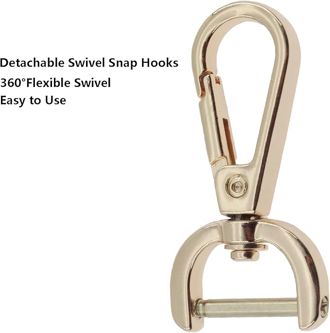4 PCS Swivel Clasp Hooks,SAFYY Detachable Snap Hook W/Screw Bar Heavy Duty,5/8 Inches D Ring Swivel Lobster Claw Clasp with Screwdriver for Lanyard Bag Leather Craft Purse Hardware DIY Bag-Gold