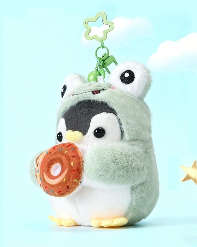 Penguin Plush Keychain Cute Stuff Cosplay Costume Change Clothing Donut Frog Unicorn Shiba Inu Bunny Tiger keyring