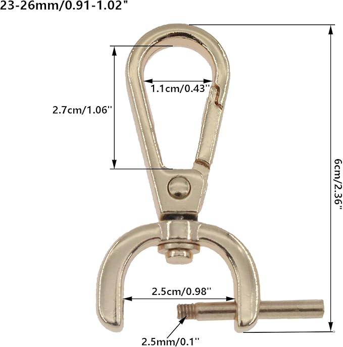 4 PCS Swivel Clasp Hooks,SAFYY Detachable Snap Hook W/Screw Bar Heavy Duty,1 Inches D Ring Swivel Lobster Claw Clasp with Screwdriver for Lanyard Bag Leather Craft Purse Hardware DIY Bag-Gold