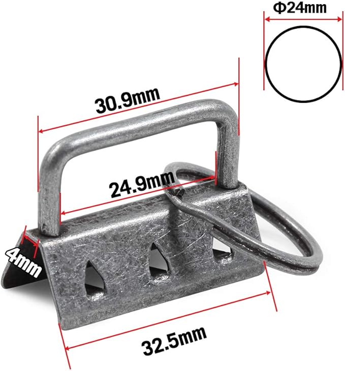 SPEEDWOX 20 Sets of Key Fob Pliers 1.25 Inch Key Fob Hardware with Keychain Split Rings Webbing Fabric Strapping Dark Nickel Glass Breaking Pliers Tools with Rubber Tips