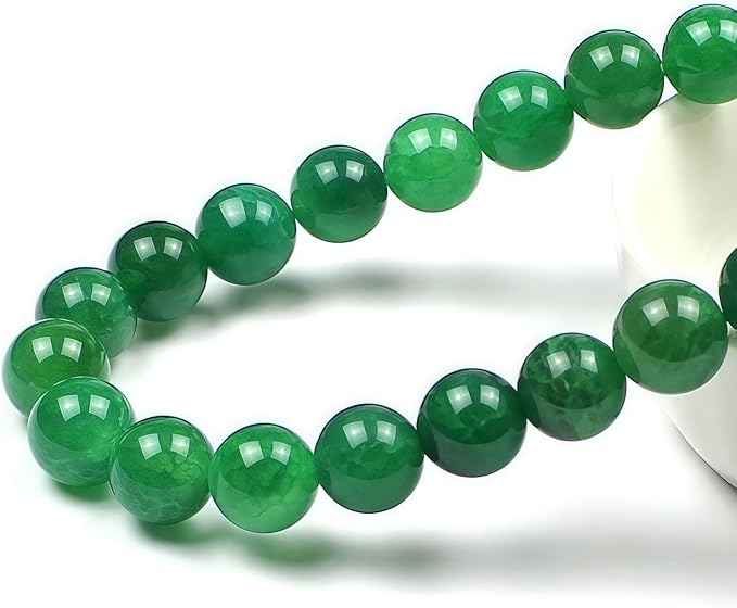 MJDCB Natural Stone Beads 10mm 35pcs Round Green Dragon Vein Agate Loose Gemstone Bead Charms for Jewelry Making Bracelet Necklace Earring Pendant
