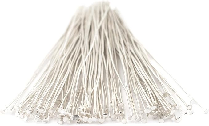 The Bead Chest Silver 21 Gauge 3 Inch Head Pins (Approx 100 Pieces)