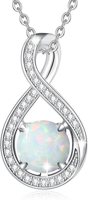 FANCIME Birthstone Necklaces for Women Fine Jewelry Sterling Silver Infinity Pendant Anniversary Birthday Gifts for Her Women Wife Mom Lady Daughter, Chain 16"+2" Extend