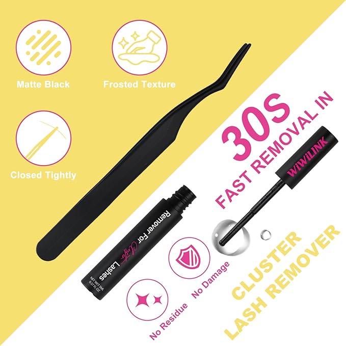 WiWiLINK Wispy Lash Clusters D Curl DIY Lash Extension Kit Natural Eyelash Clusters 8-14mm with Bond, Seal, and Remover - Invisible Band Lashes Clusters, Spike False Eyelashes, Freya Short-Kit