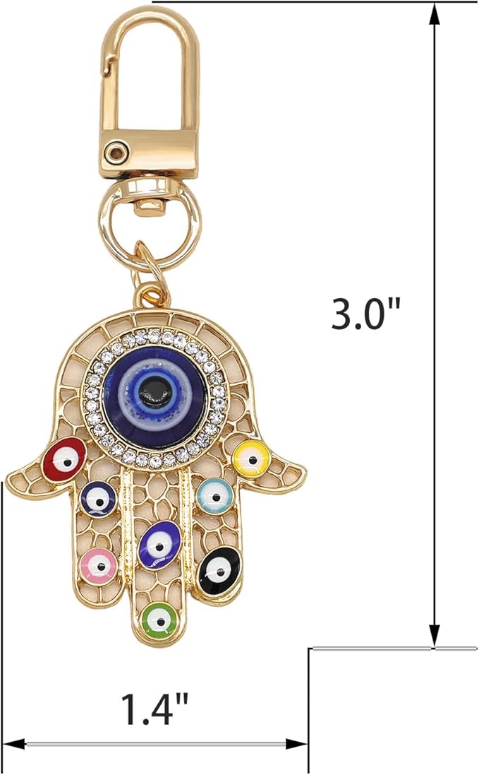 Evil Eye Keychain Hamsa Hand keychain Protection Charm for Men Women Car Key Ring Bag Purse Accessories