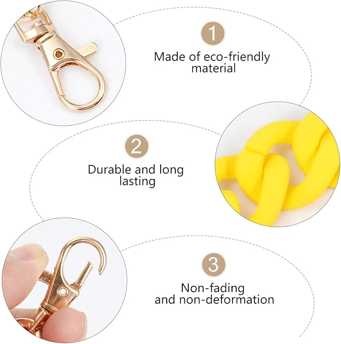 Purse Chain Large Flat Chain Strap- Acrylic Chain Luxury Handbag Strap Fashionable Replacement Purse Clutches Handles for Purse Handbags DIY Crafts, 15 inches of Each Purse Chain Purse Chain