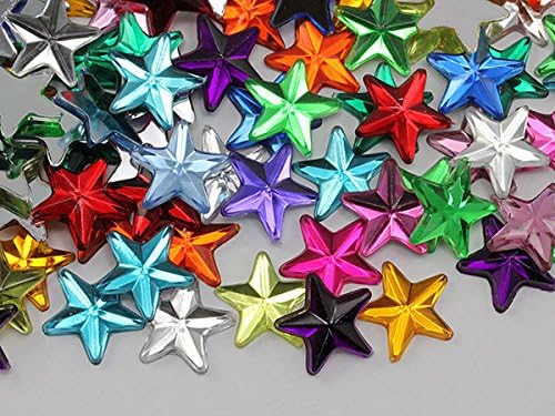 Allstarco Star Rhinestones Embelishments 15mm Flat Back Acrylic Plastic Gems for Jewelry, Crafts, Costumes, Invitations, Cosplay - 35 Pieces (Green Peridot .PD)