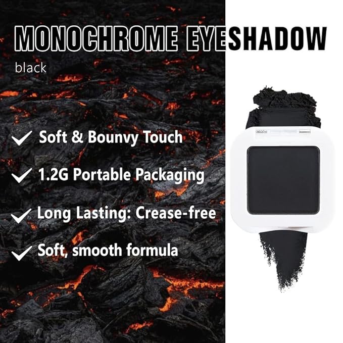 Matte Single Eye Shadow Palette Makeup, Matte Black Monochrome Eyeshadow For Older Women, Mini Pressed Monochrome Pigmented Waterproof Sombras Para Ojos,Vegan, Talc, Paraben&Cruelty Free, 07