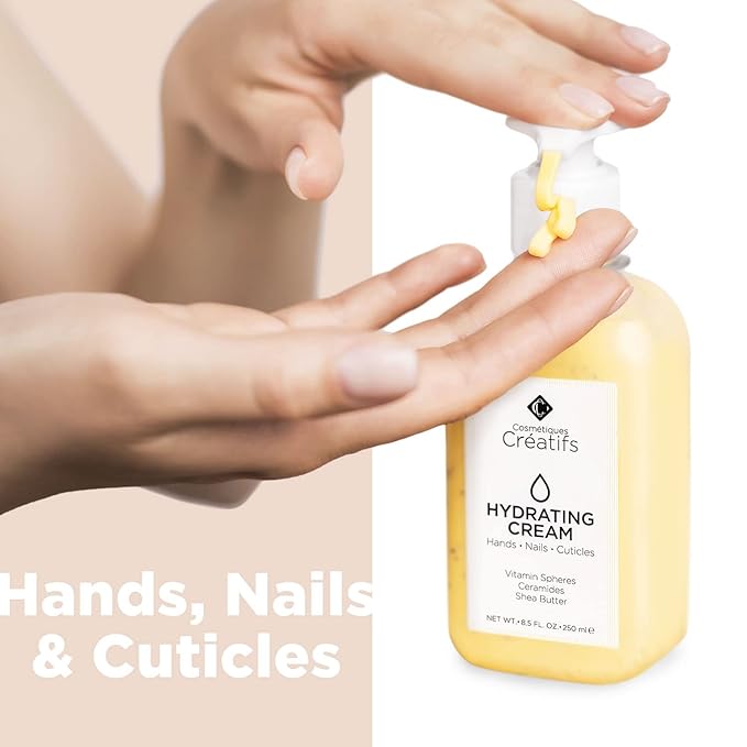 Cosmétiques Créatifs Moisturizing Hand Cream for Dry, Cracked Hands, Nails and Cuticles - 8.5 fl. oz. - Anti-Aging Skin Moisturizer with Vitamin E, Shea Butter, and Ceramides