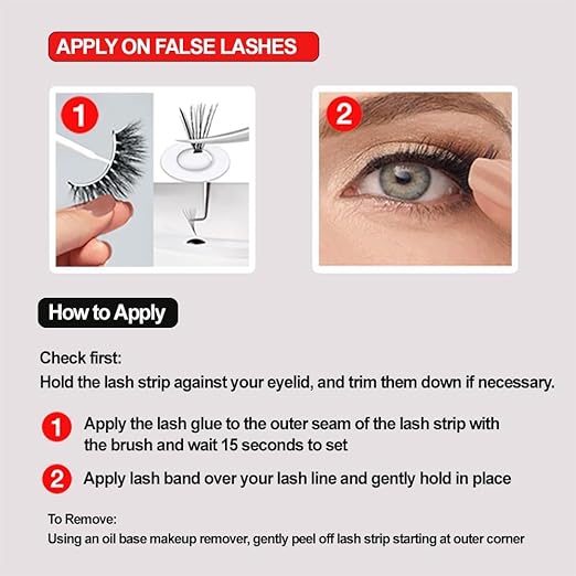 UOG (United One) Eyelash Adhesive Glue - Super Strong Hold Up to 5 Days, Waterproof & Allergy-Free, Odorless Brush-On False Lash Extension Glue, All-in-One Formula. (Clear). (3, Clear)